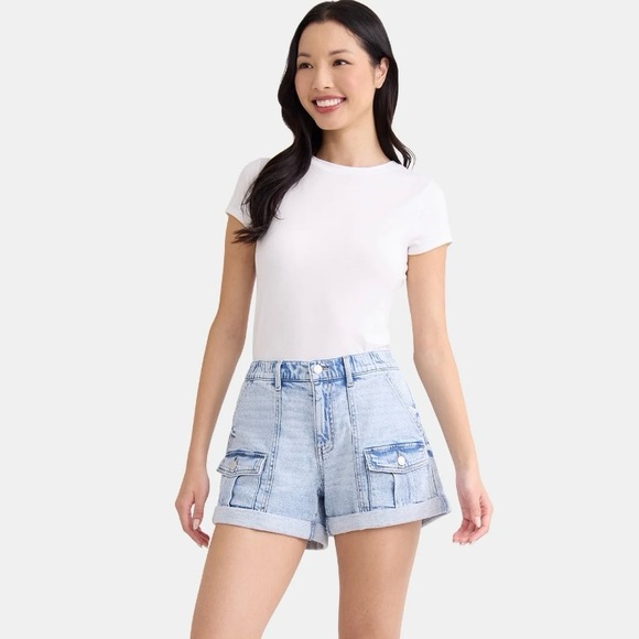 💕5/$15 Light Blue Denim High waist Women's Shorts, NEW Reg $19 - Picture 2 of 7